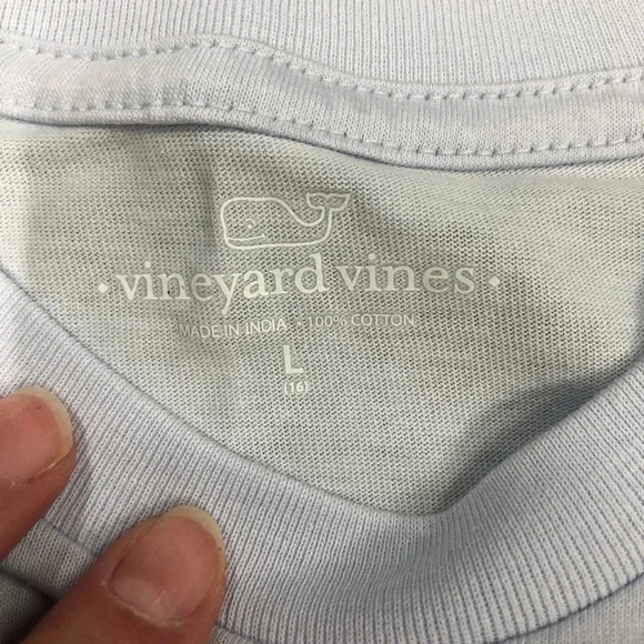 Vineyard Vines Youth Large Whale 4th of July Long Sleeve Tshirt Light Blue NWOT - Picture 5 of 6